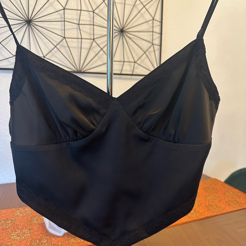 Elegant Black Lace Trim Camisole